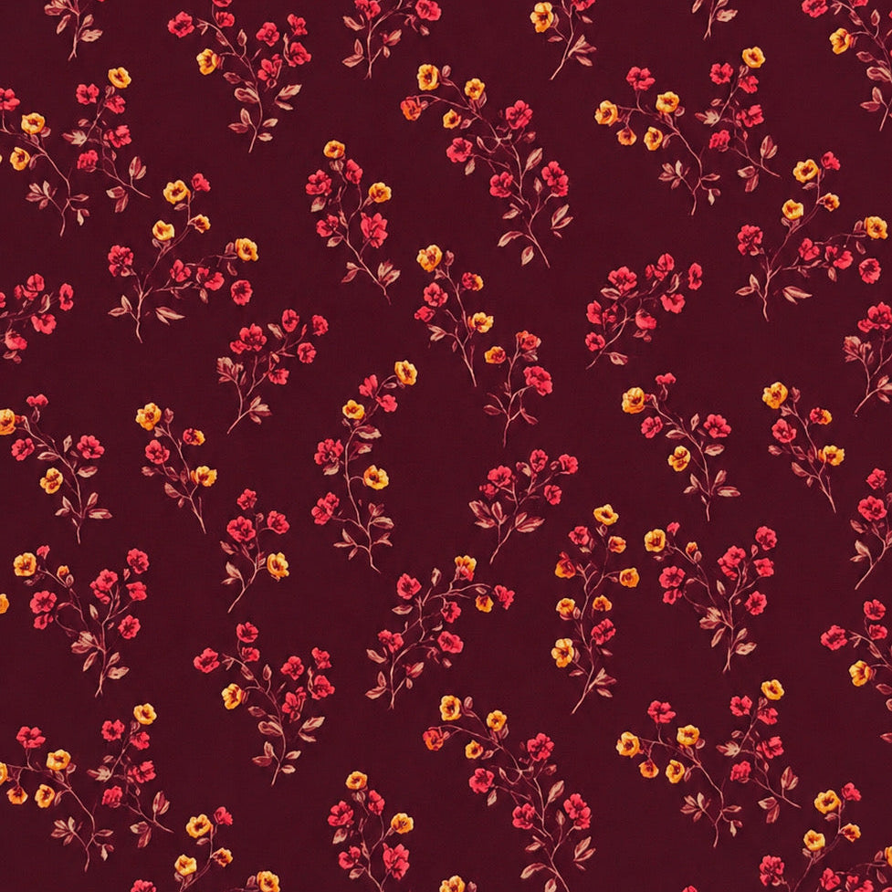 Futterstoff Burgundy Meadow | wasserabweisend | 50 x 80 cm