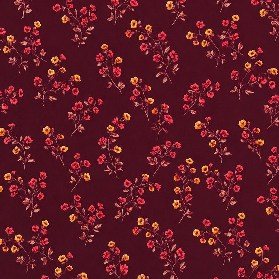 Futterstoff Burgundy Meadow | wasserabweisend | 50 x 80 cm