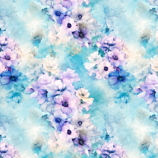 Futterstoff Blue Blossom | wasserabweisend | 50 x 80 cm