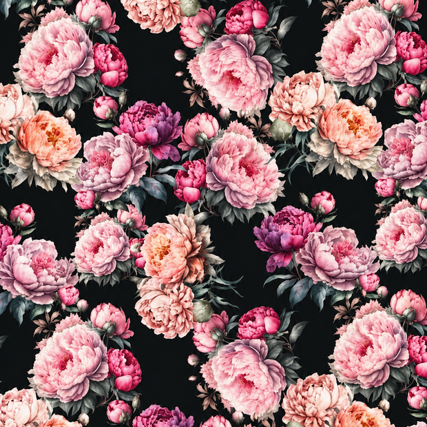 Futterstoff Midnight Peony | wasserabweisend | 50 x 80 cm