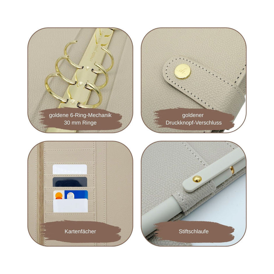 B-Ware A5 Premium Binder mit goldenen Ringen (30mm Ringe)