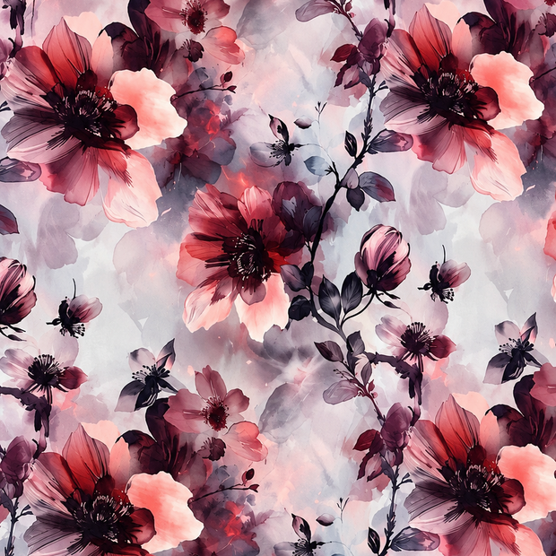 Futterstoff Burgundy Bloom | wasserabweisend | 50 x 80 cm