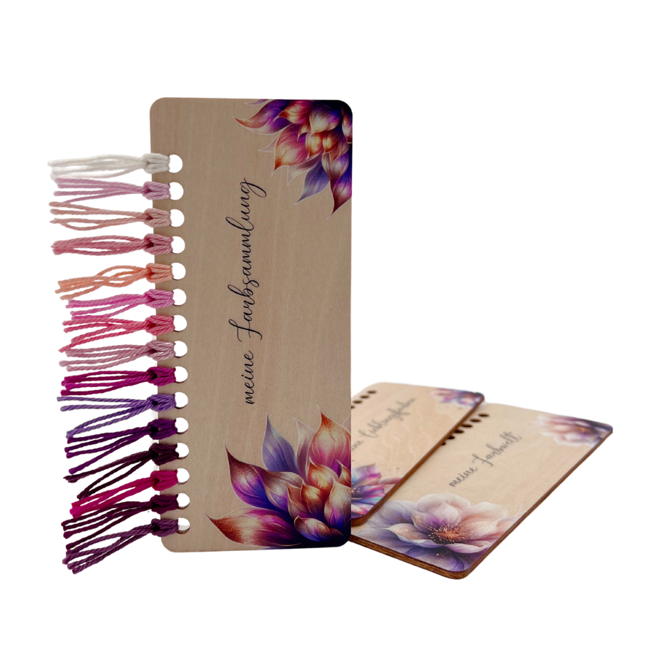 Garnfarbkarte aus Holz