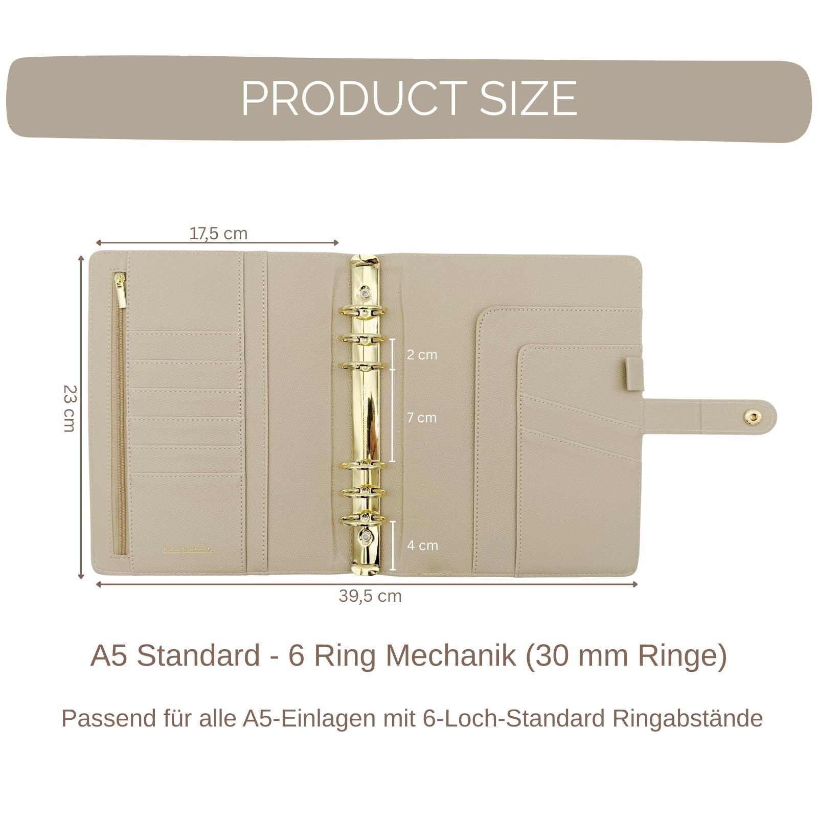 B-Ware A5 Premium Binder mit goldenen Ringen (30mm Ringe)