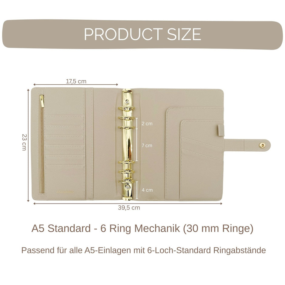 B-Ware A5 Premium Binder mit goldenen Ringen (30mm Ringe)