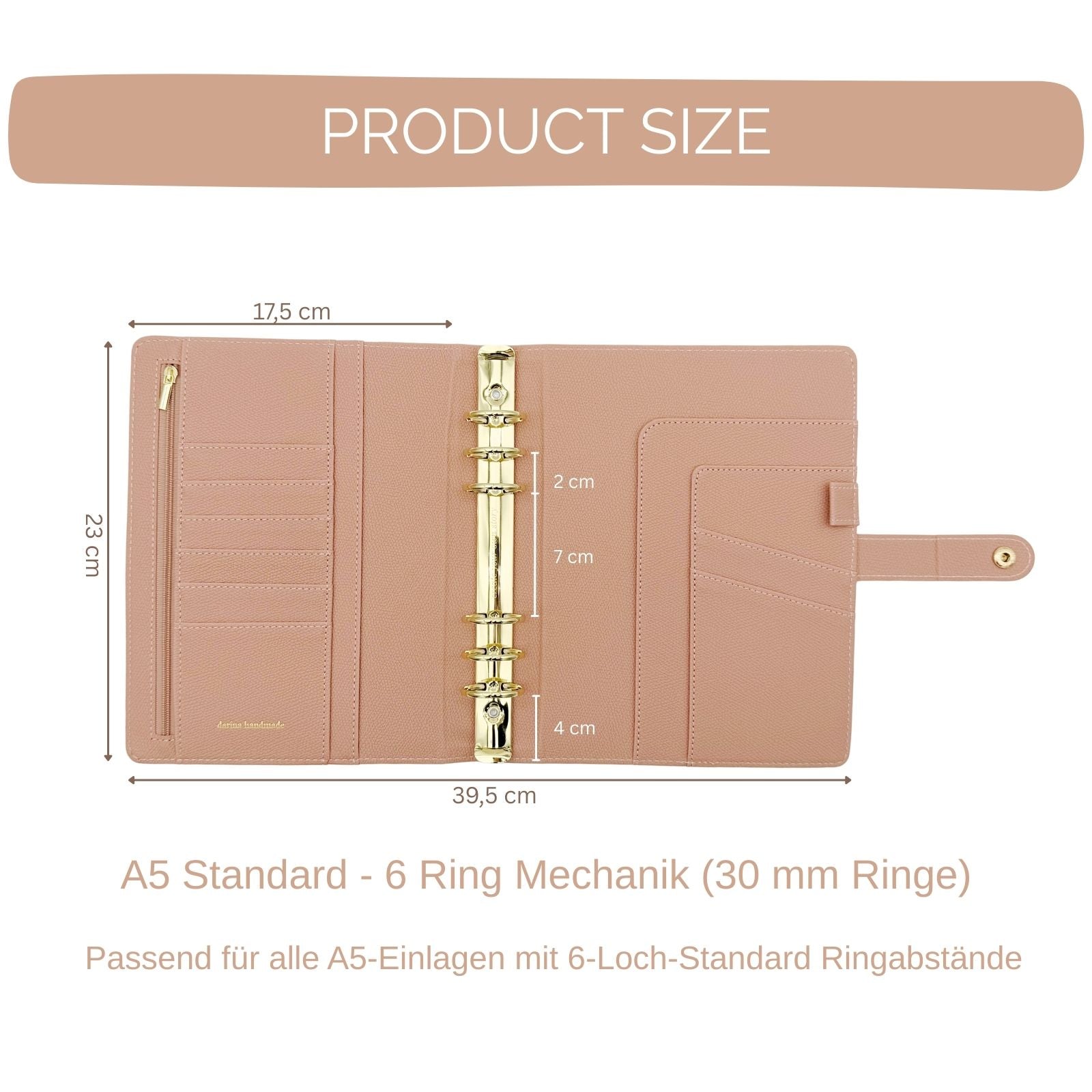 B-Ware - A5 Premium Binder mit goldenen Ringen (30mm Ringe)
