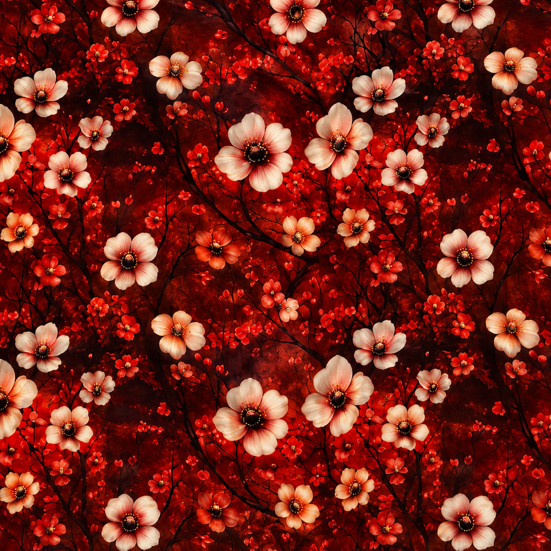 Futterstoff Crimson Bloom | wasserabweisend | 50 x 80 cm