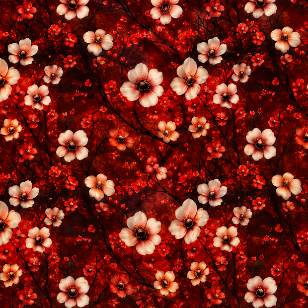 Futterstoff Crimson Bloom | wasserabweisend | 50 x 80 cm