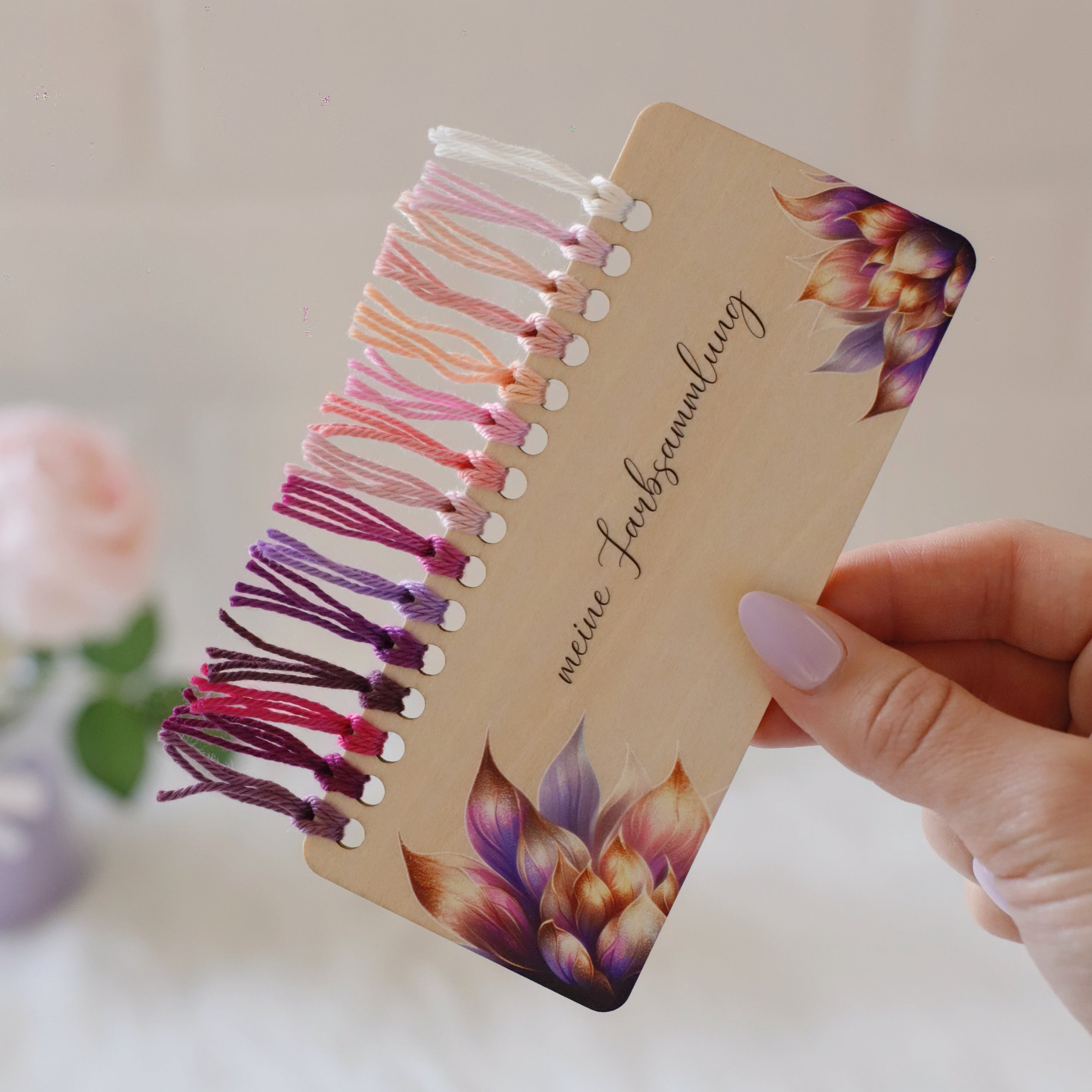 Garnfarbkarte aus Holz