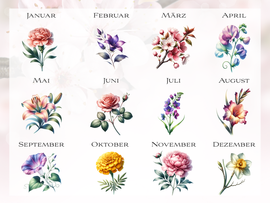 Magnetisches Lesezeichen mit Geburtsblume & Name personalisiert