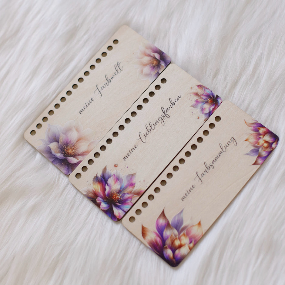 Garnfarbkarte aus Holz