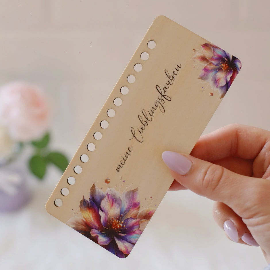 Garnfarbkarte aus Holz