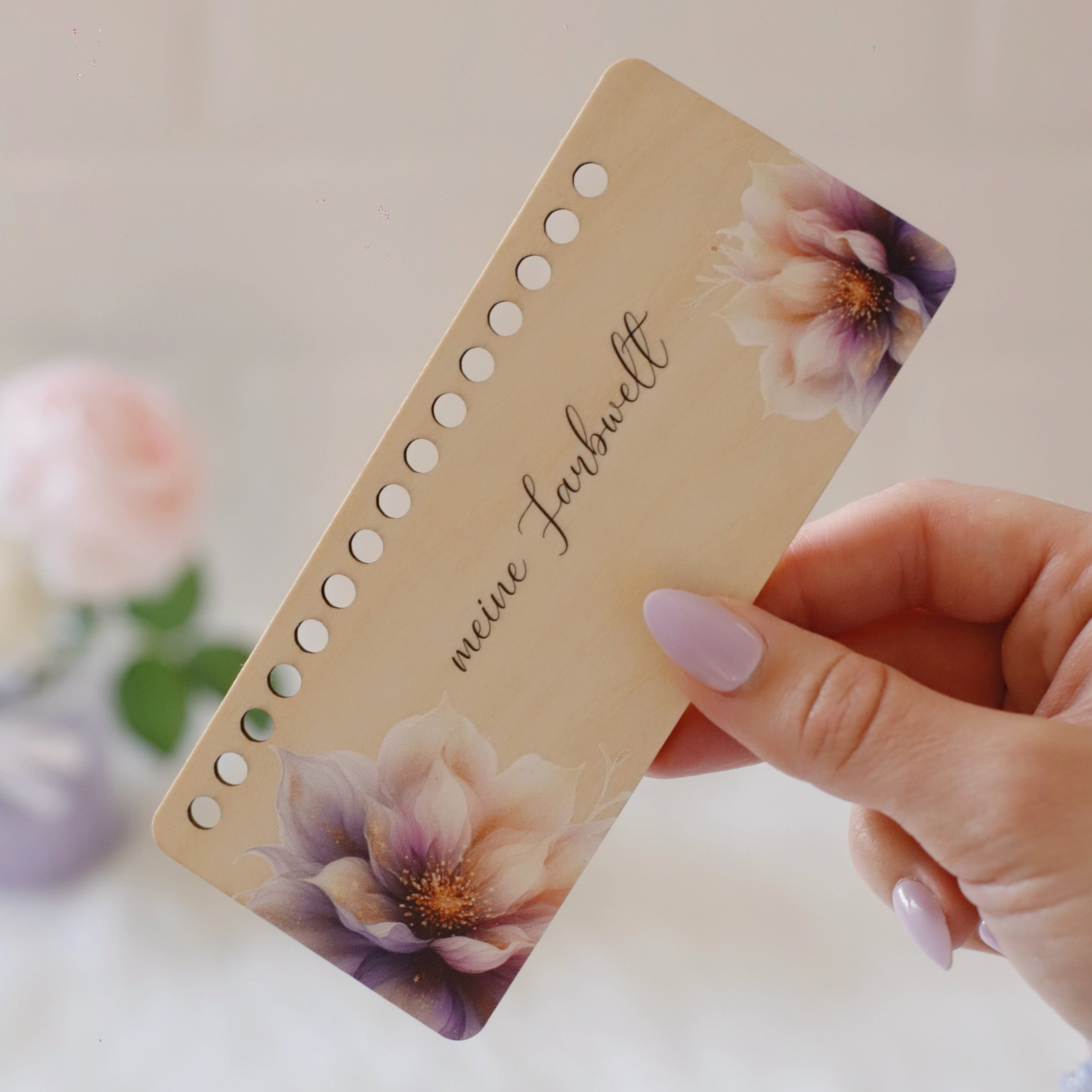 Garnfarbkarte aus Holz