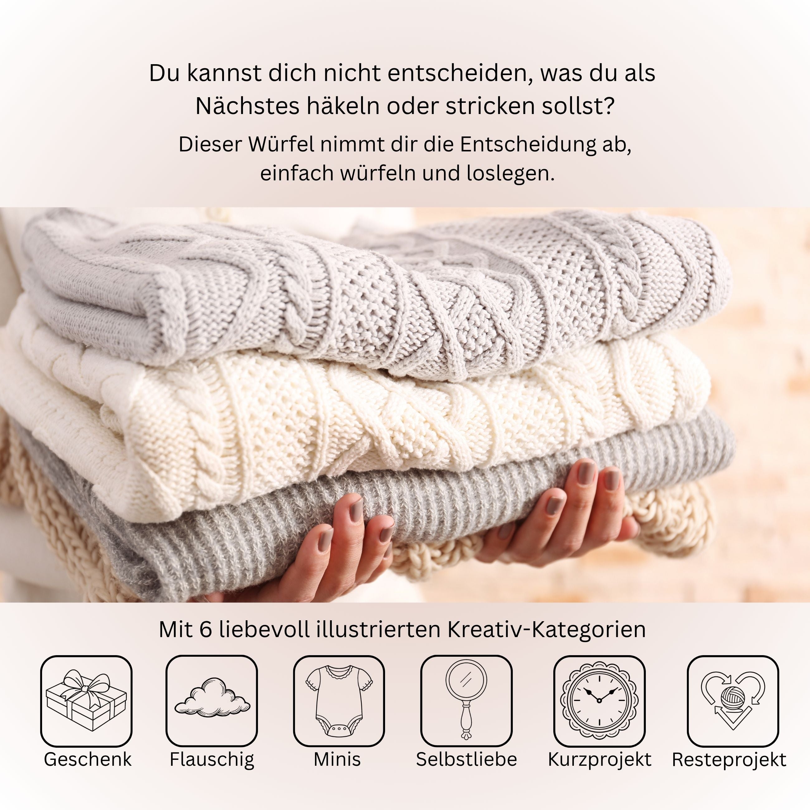 Würfel Entscheidungshilfe für Handarbeitsprojekte